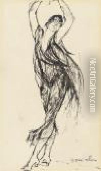 Sketch Of A Dancing Girl Oil Painting - Theophile Alexandre Steinlen