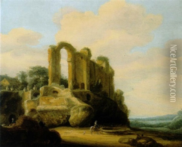 Die Ruine Acqua Giulia In Der Romischen Campagna Oil Painting - Pieter Anthonisz van Groenewegen