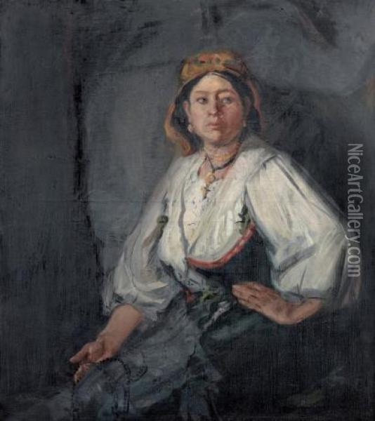 Portrait De Paysanne Oil Painting - Mihaly Munkacsy