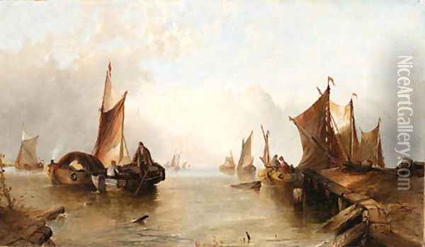 Dutch coastal scene Oil Painting - Alfred Montague