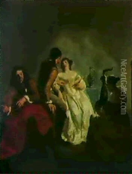 Two Musicians Playing To An Amorous Couple Oil Painting - Jacob Ochtervelt
