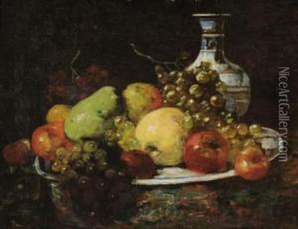 Nature Morte Aux Fruits Oil Painting - Francois F.Miel, Dit Vernay