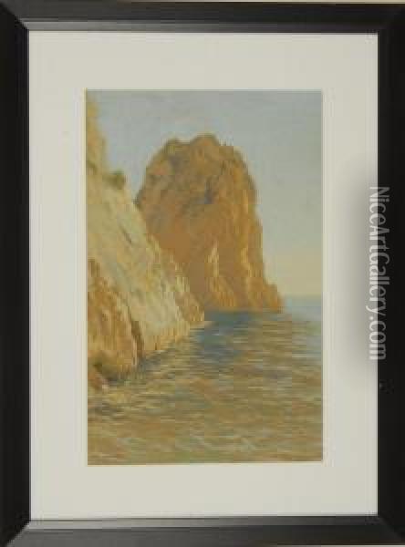 Rocky Roast Off Of Capri Oil Painting - Charles King Wood
