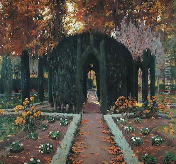 La Glorieta Aranjuez 1909 Oil Painting - Santiago Rusinol i Prats