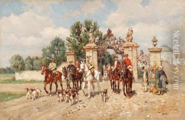 The Departure; And The Arrival Oil Painting - Wilhelm Velten