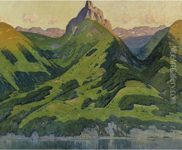 Murtschen Am Walensee Oil Painting - Hermann Gattiker