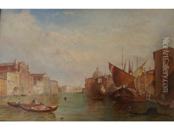 A View On The Grand Canal, Venice Oil Painting - Alfred Pollentine