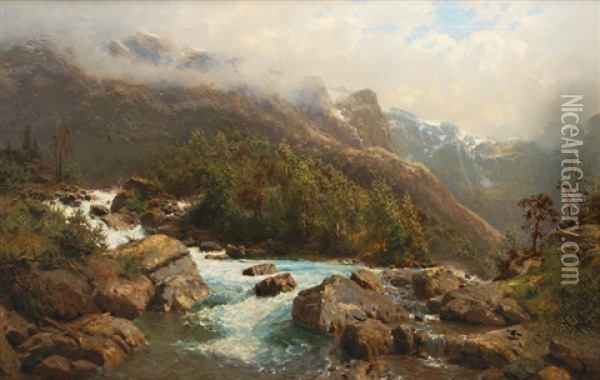 The Rauma Falls In Norway Oil Painting - Robert Schultze
