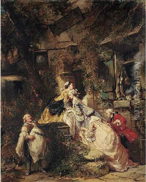 L'auberge De L'ecu De France Oil Painting - Louis-Gabriel-Eugene Isabey
