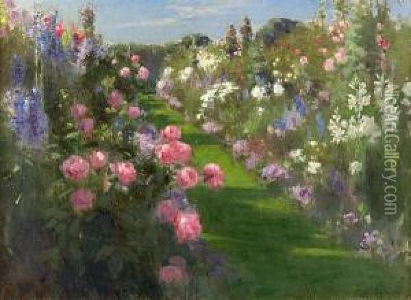 In The Garden, The Knoll, North Berwick Oil Painting - Patrick William Adam