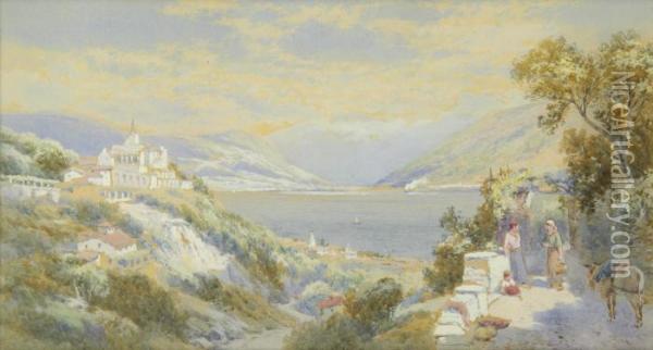 Locarno, Lake Maggiore; And A Companion Oil Painting - Charles Rowbotham