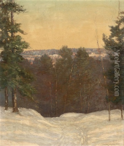 Winter Valley View Oil Painting - Alfred Jansson