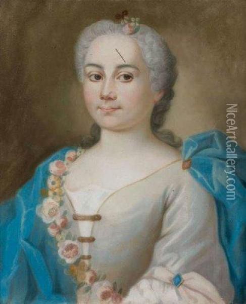 Portrait De Jeune Femme Oil Painting - Rene De Vialy
