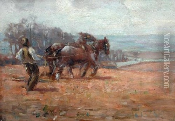 The Plough Team Oil Painting - Harry Mitton Wilson