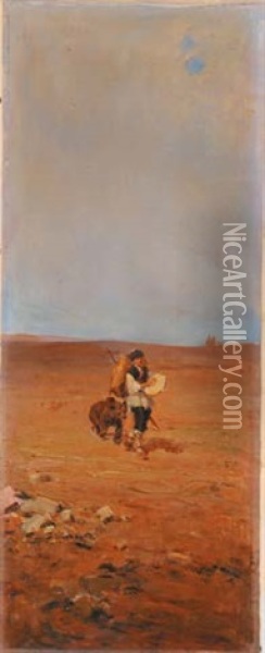 Paesaggio Con Beduini Oil Painting - Alfredo Vaccari