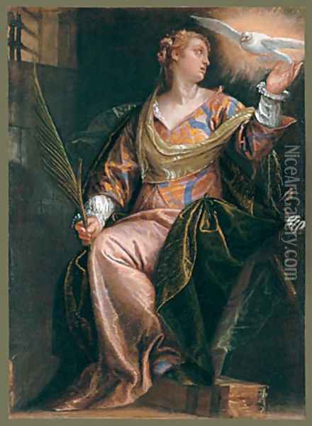 Saint Catherine of Alexandria in Prison ca 1580 Oil Painting - Paolo Veronese (Caliari)