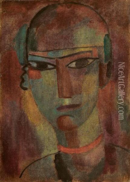 Mystischer Kopf: Weiblicher Kopf Oil Painting - Alexei Jawlensky