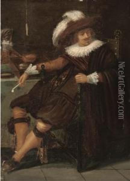 A Cavalier: A Fragment Oil Painting - Dirck Hals