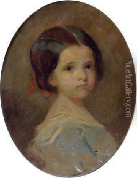 Portrait De Fillette Oil Painting - Isidore Alexandre Augustin Pils