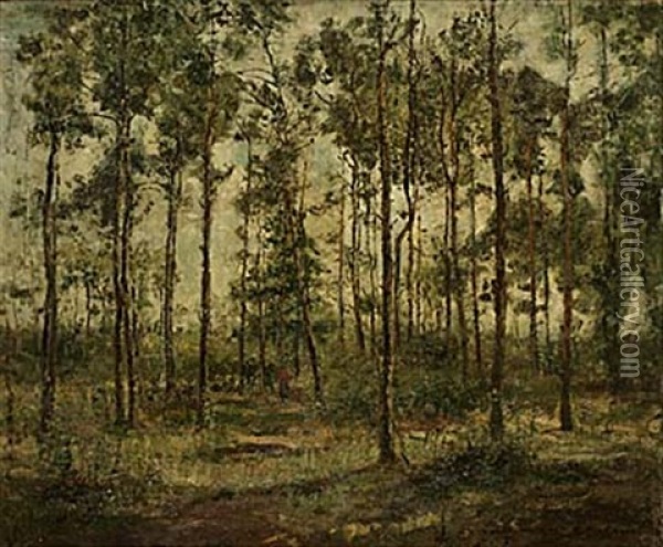Figur I Skogslandskap Oil Painting - Rudolf Hoeckner