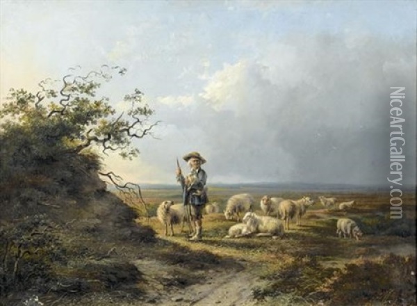Landschaft Mit Hirten Und Schafherde Oil Painting - Bernardus Gerardus Ten Berge