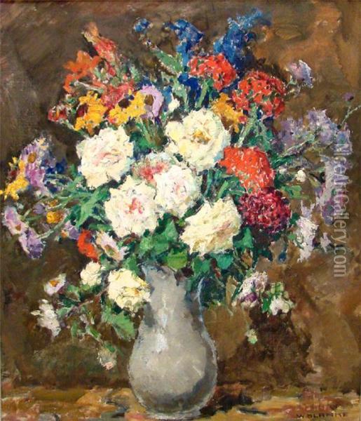 Herbstblumen Oil Painting - Wilhelm Blanke