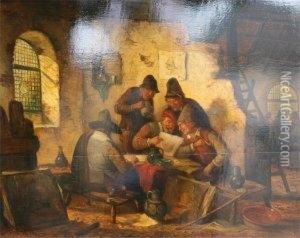 Scene De Taverne Oil Painting - Isaack Jansz. van Ostade