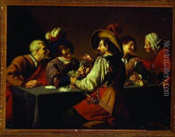 The Card Players Oil Painting - Salomon Rombouts