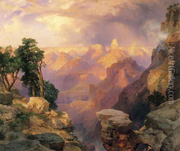 Grand Canyon With Rainbows Oil Painting - Thomas Moran