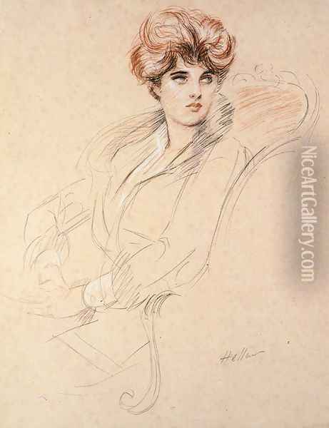 Portrait of a Lady, seated Oil Painting - Paul Cesar Helleu