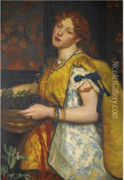 A Girl Carrying Grapes (formerly Known As Salome) Oil Painting - Valentine Cameron Prinsep