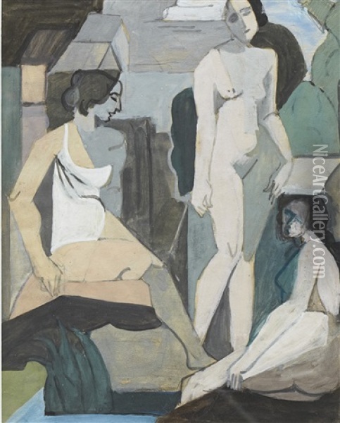 Three Women Oil Painting - Ragnhild Keyser