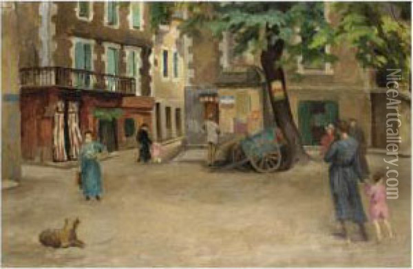 Town Square, South Of France Oil Painting - Roger Eliot Fry
