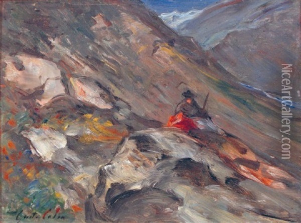 Berger Dans La Montagne Oil Painting - Gustave Henri Colin