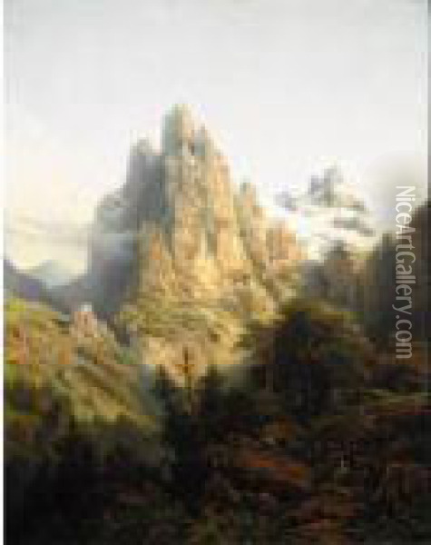 Paysage De Montagne Oil Painting - Charles Euphrasie Kuwasseg