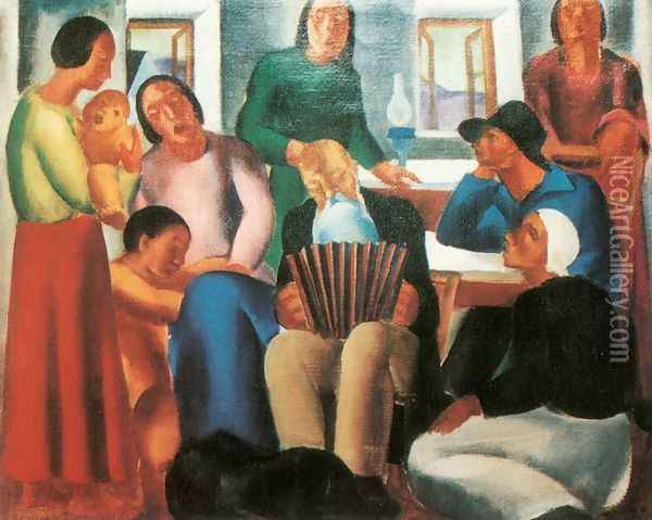 Singing family 1933 Oil Painting - David Jandi