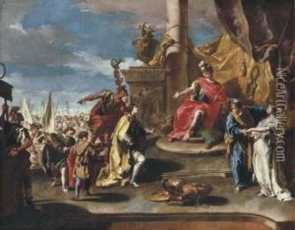 The Continence Of Scipio Oil Painting - Giovanni Battista Pittoni the younger