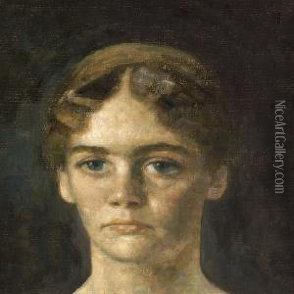 A Portrait Oil Painting - Vilhelm Hammershoi