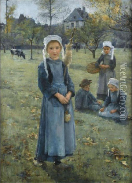 The Orchard Quimperle Oil Painting - Stanhope Alexander Forbes