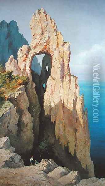 Rocks at Capri Oil Painting - Eugene Isabey