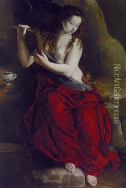 The Penitent Magdalen In The Desert Oil Painting - Juan Bautista (Fray) Mayno