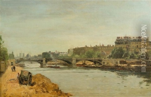 View Of Seine, Paris Oil Painting - Stanislas Lepine