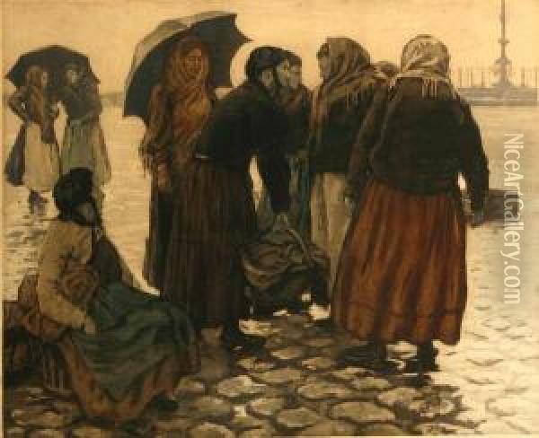Marktfrauen In Paris Oil Painting - Manuel Robbe