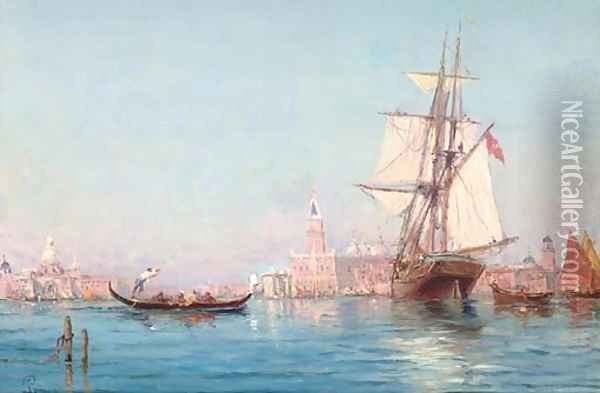 Vessels before Venice Oil Painting - Luc Raphael Ponson
