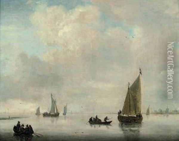 A Calm Day On The Scheldt Oil Painting - Jan van Goyen