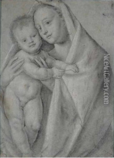 Madonna Con Bambino Oil Painting - Bernardino Lanino