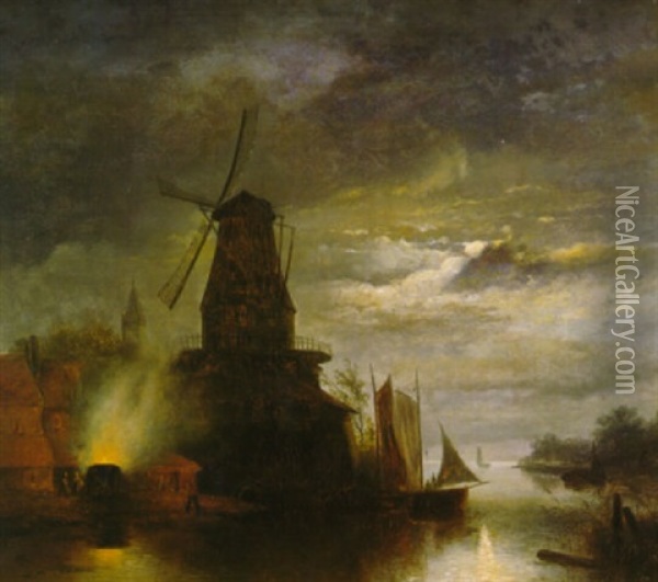 Moulin Au Bord De L'eau Oil Painting - Johan Barthold Jongkind