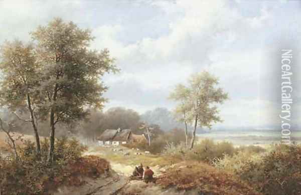 Wood gatherers Oil Painting - Hendrik Pieter Koekkoek