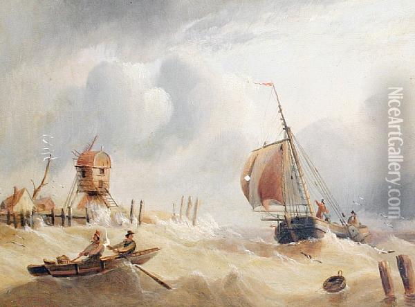 Rough Water At The Estuary Mouth Oil Painting - Edward King Redmore