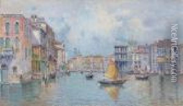 The Grand Canal, Venice Oil Painting - Antonio Maria de Reyna